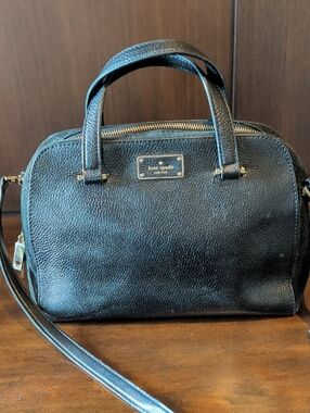 kate spade Black Pebbled Leather Satchel with Crossbody Strap